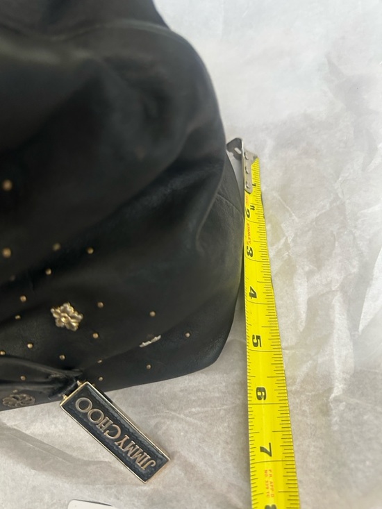 Jimmy Choo Black Zodiac Leather Shoulder Bag w/Gold & Silver Stud Accents COA - Picture 9 of 14